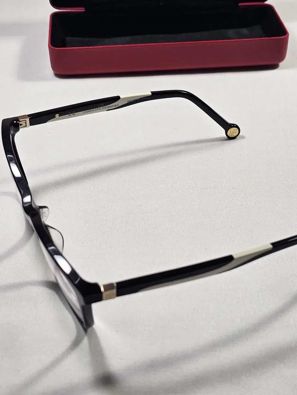 Carolina Herrera VHE771K Women's Glasses in Black / Ivory 53-16-135 With Case - Picture 7 of 10